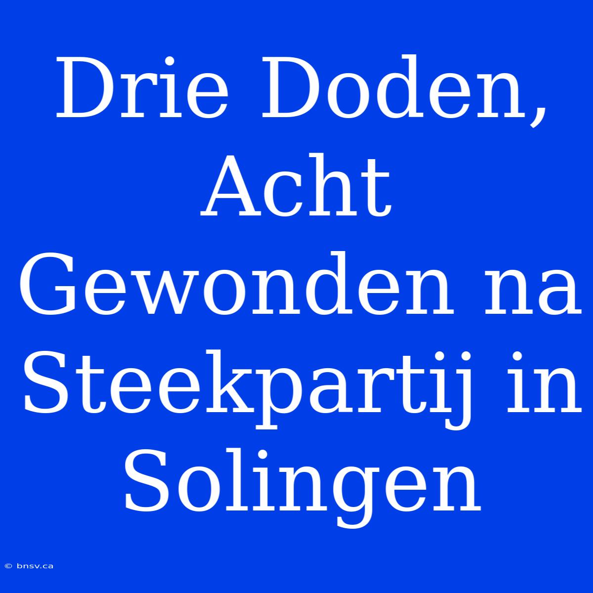 Drie Doden, Acht Gewonden Na Steekpartij In Solingen