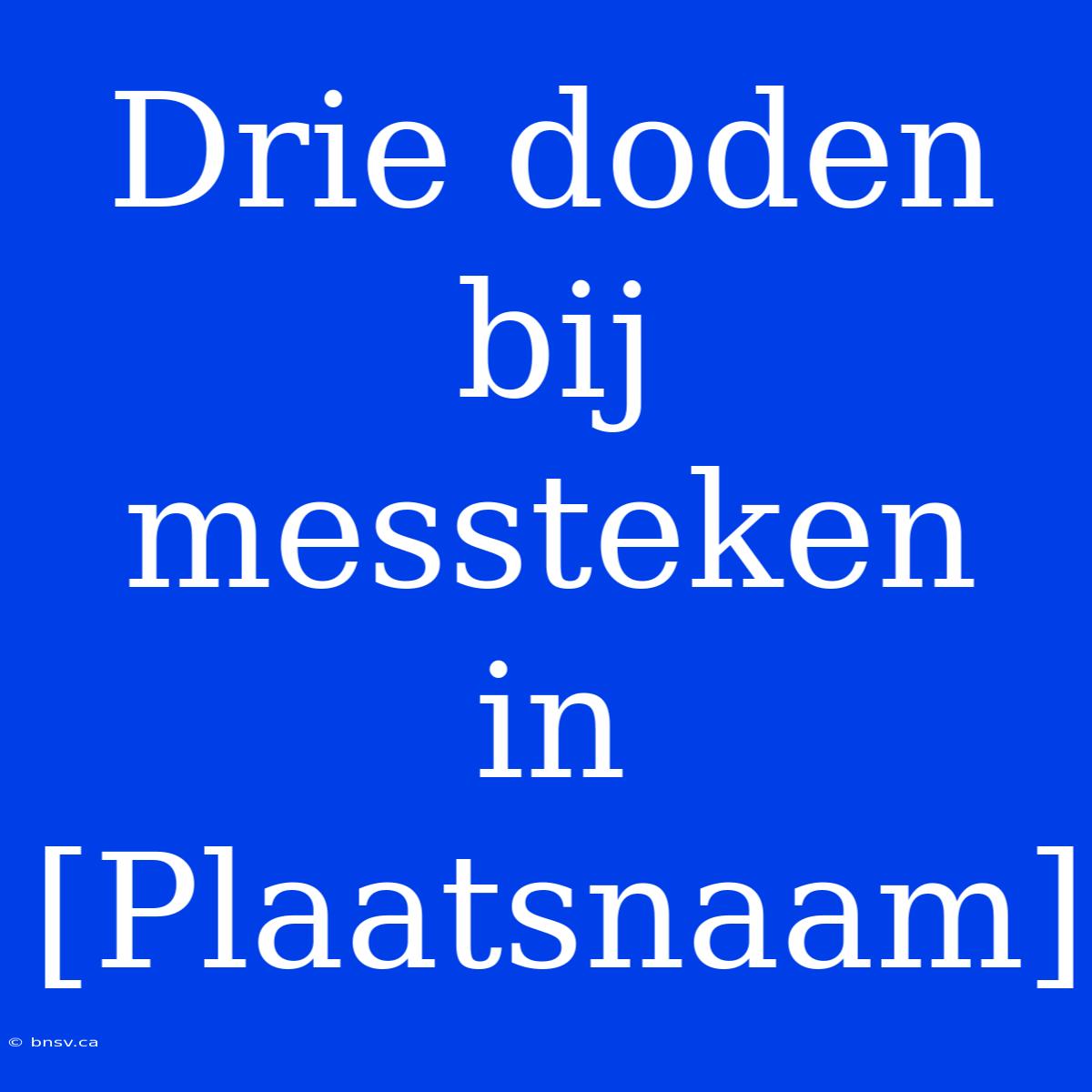 Drie Doden Bij Messteken In [Plaatsnaam]