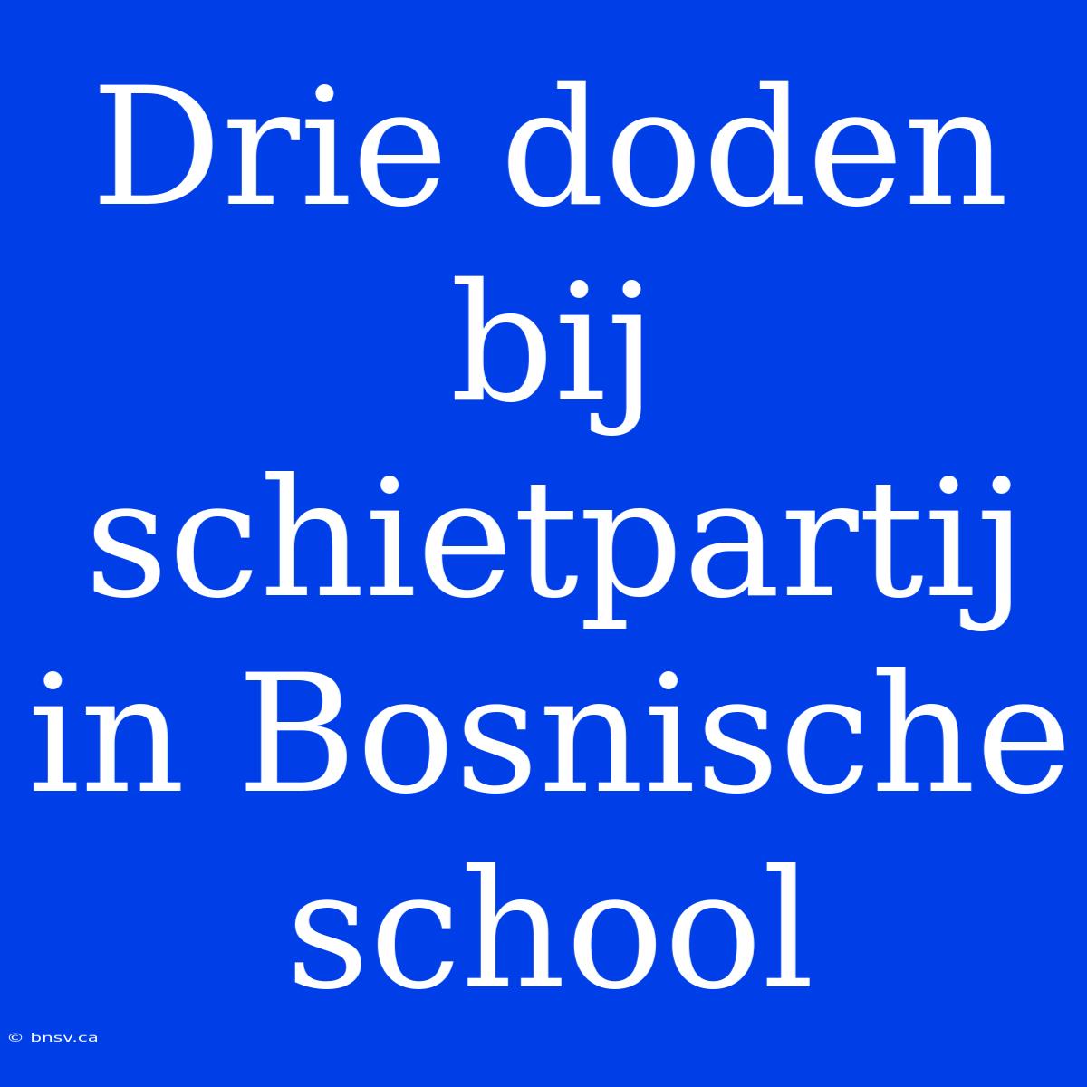 Drie Doden Bij Schietpartij In Bosnische School