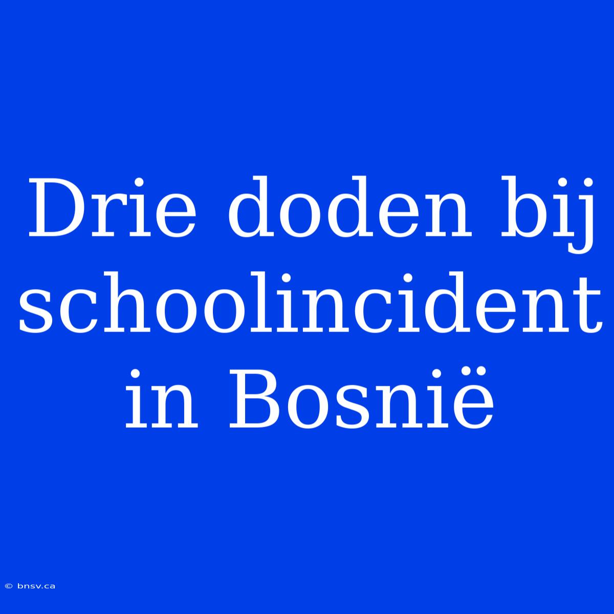 Drie Doden Bij Schoolincident In Bosnië