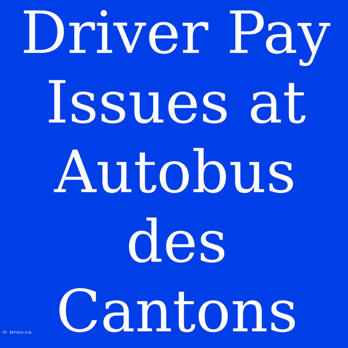 Driver Pay Issues At Autobus Des Cantons