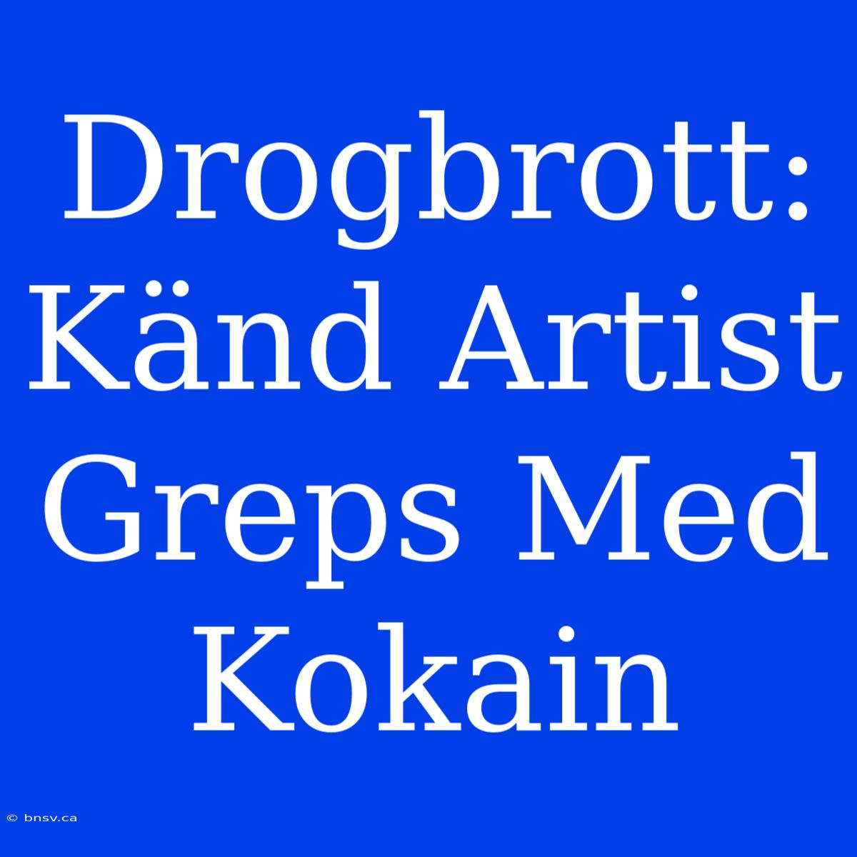 Drogbrott: Känd Artist Greps Med Kokain