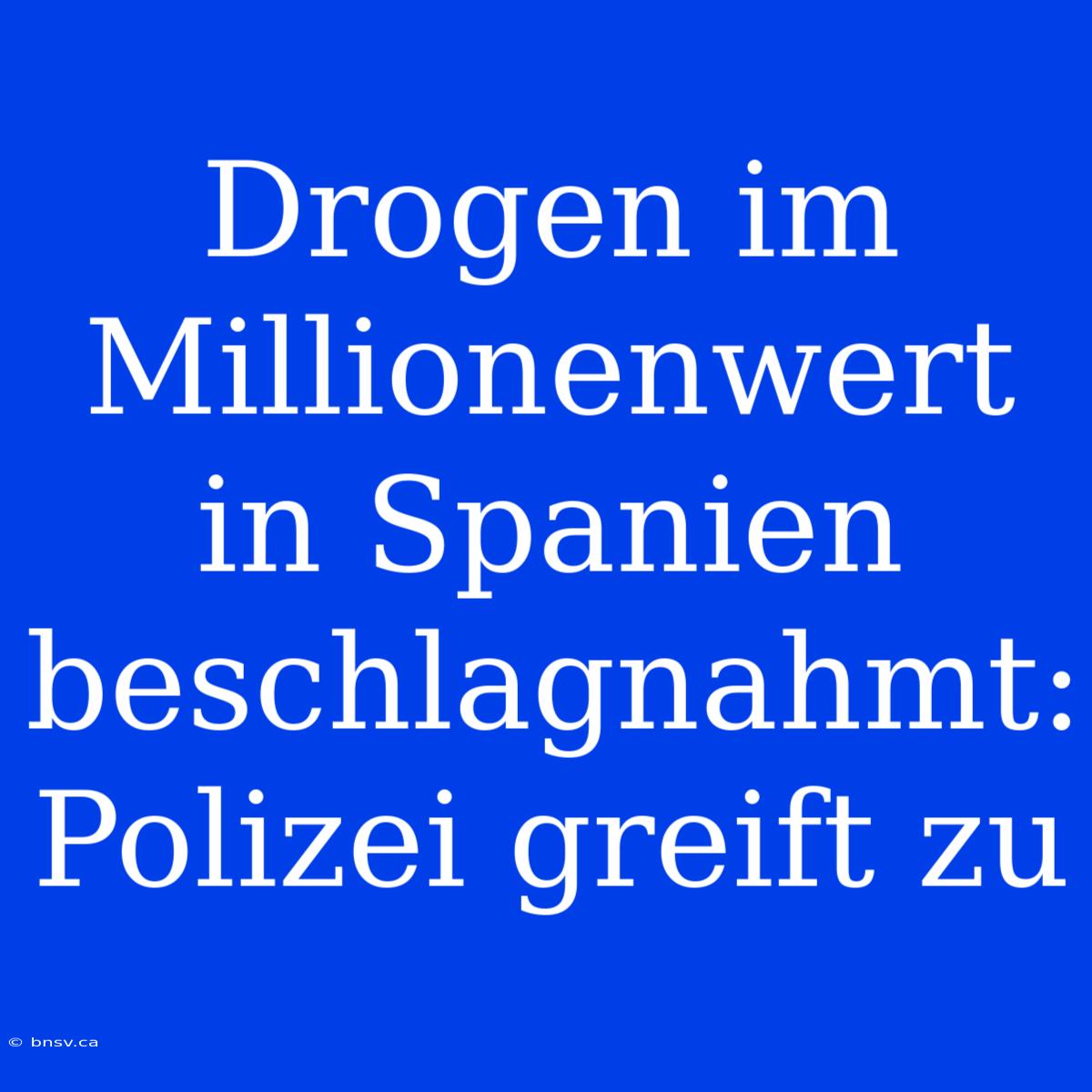 Drogen Im Millionenwert In Spanien Beschlagnahmt: Polizei Greift Zu