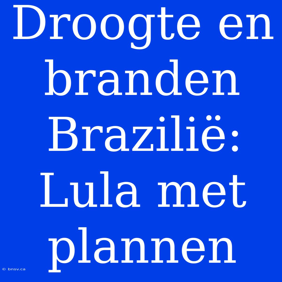 Droogte En Branden Brazilië: Lula Met Plannen