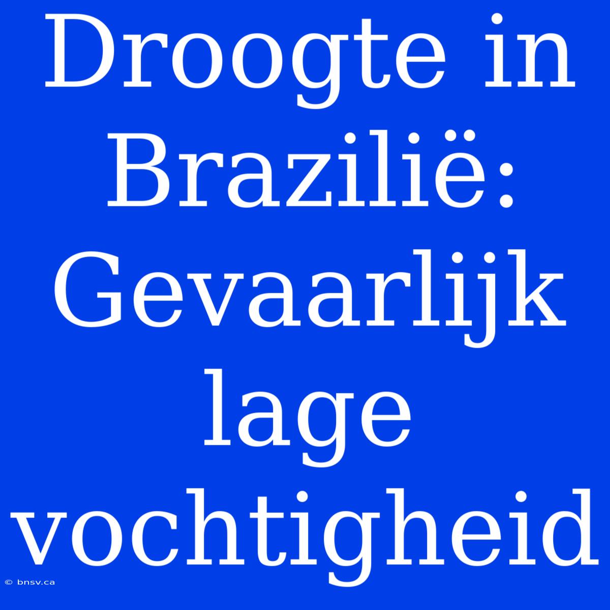 Droogte In Brazilië: Gevaarlijk Lage Vochtigheid