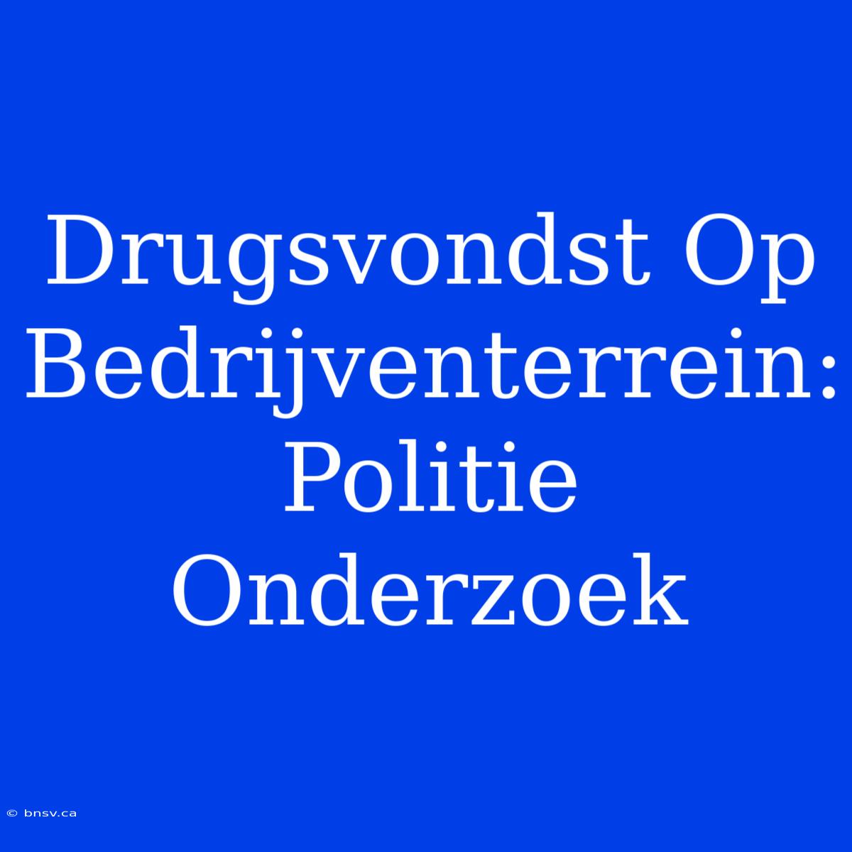 Drugsvondst Op Bedrijventerrein: Politie Onderzoek