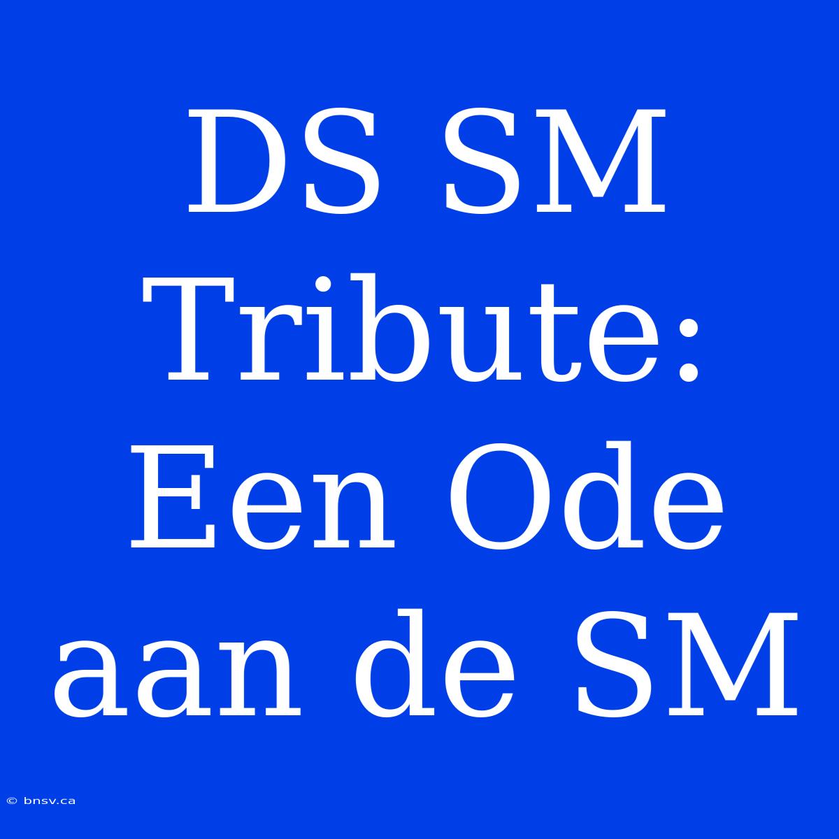 DS SM Tribute: Een Ode Aan De SM