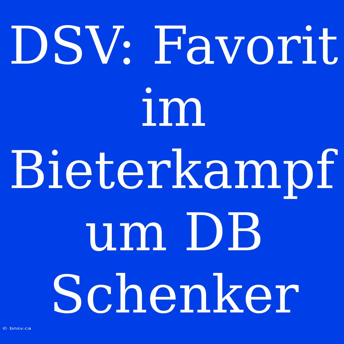 DSV: Favorit Im Bieterkampf Um DB Schenker