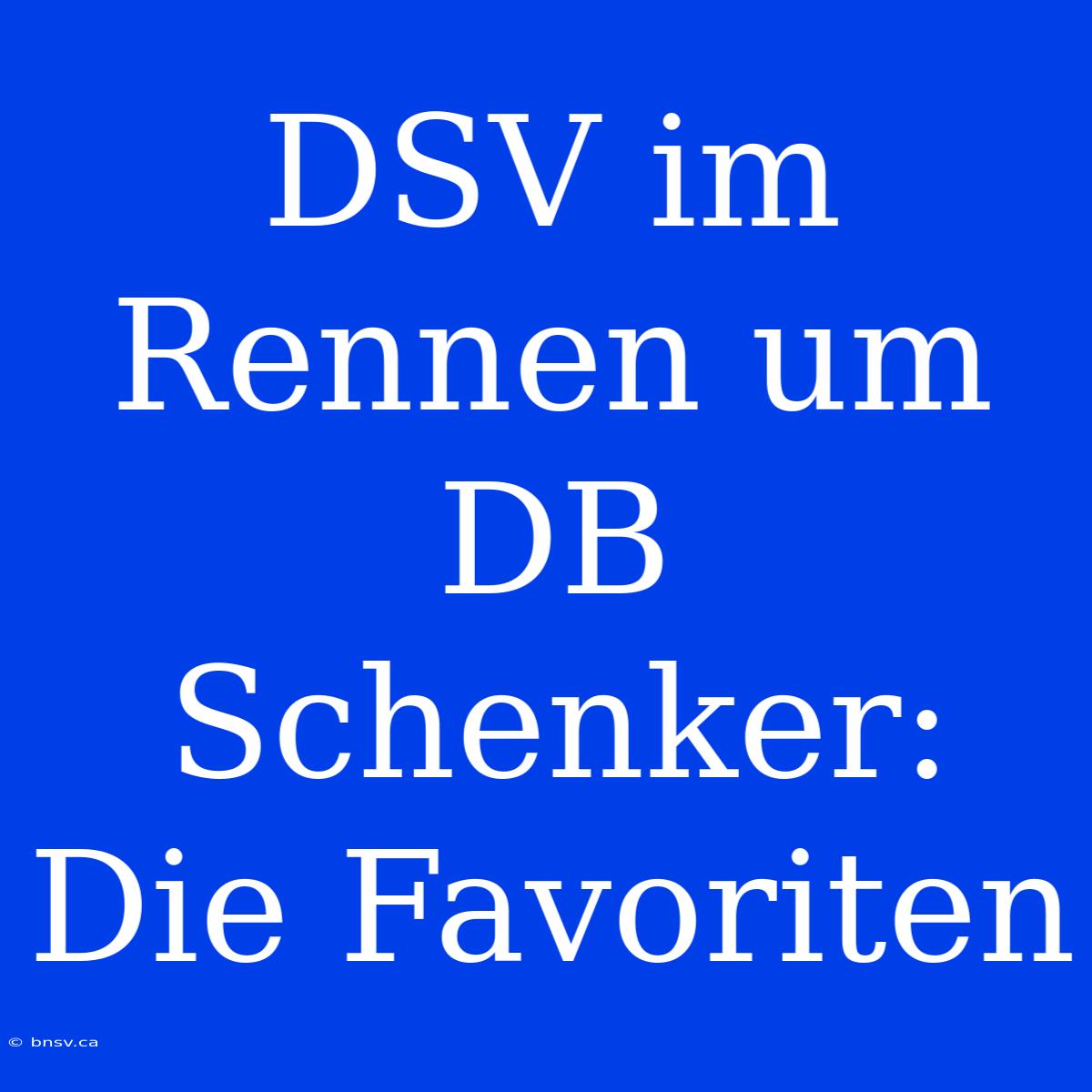 DSV Im Rennen Um DB Schenker: Die Favoriten