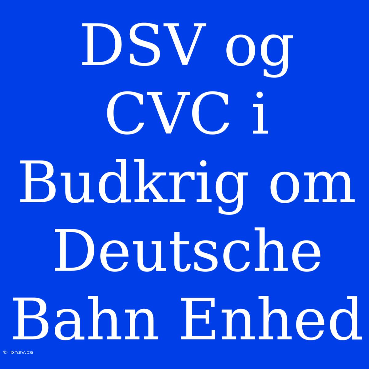 DSV Og CVC I Budkrig Om Deutsche Bahn Enhed