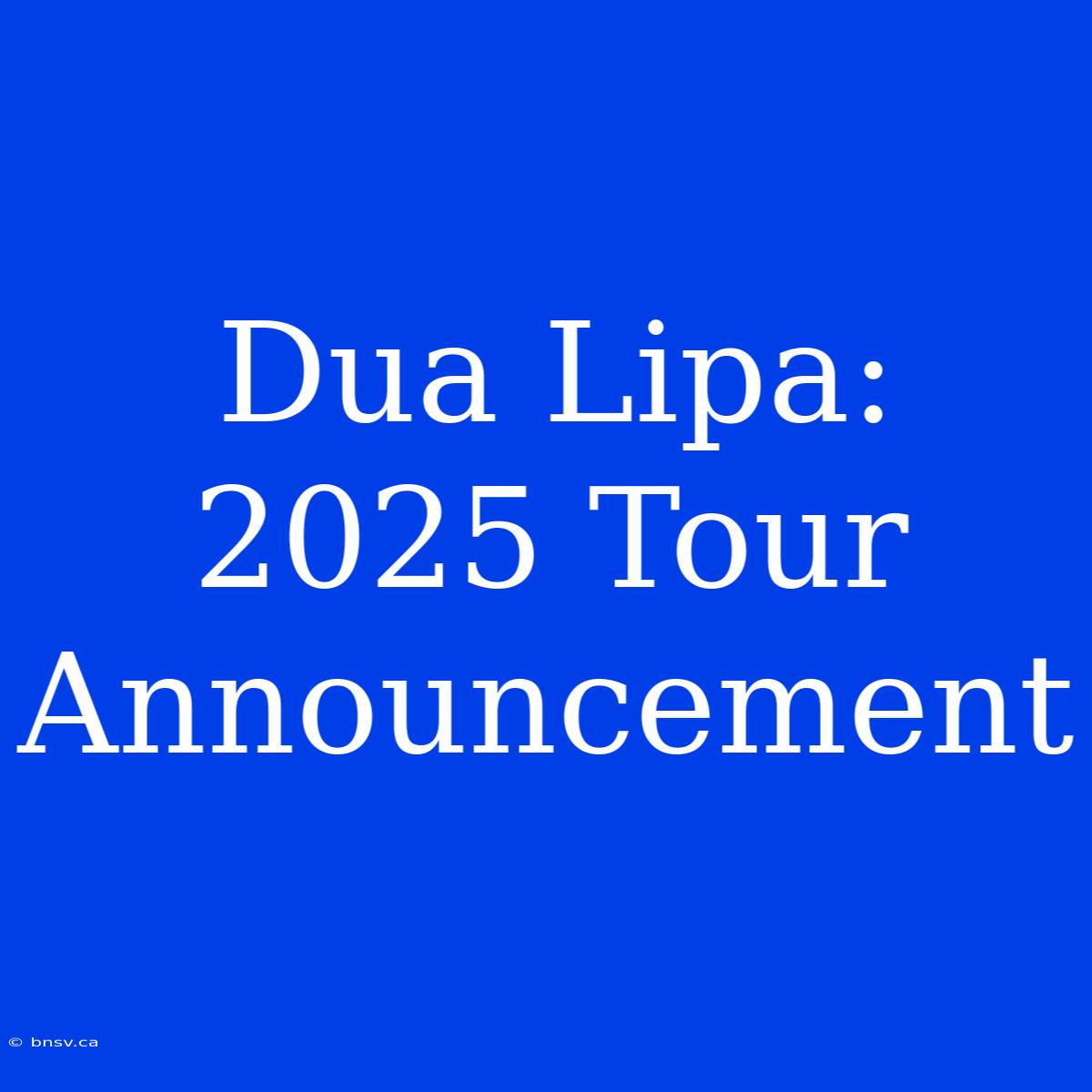 Dua Lipa: 2025 Tour Announcement