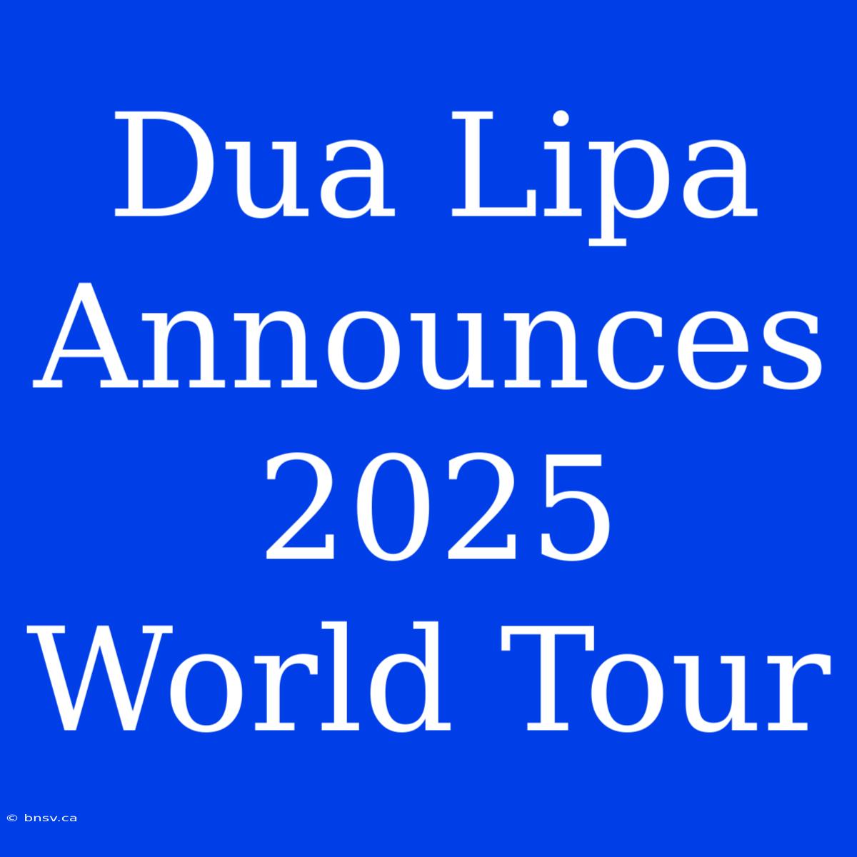 Dua Lipa Announces 2025 World Tour