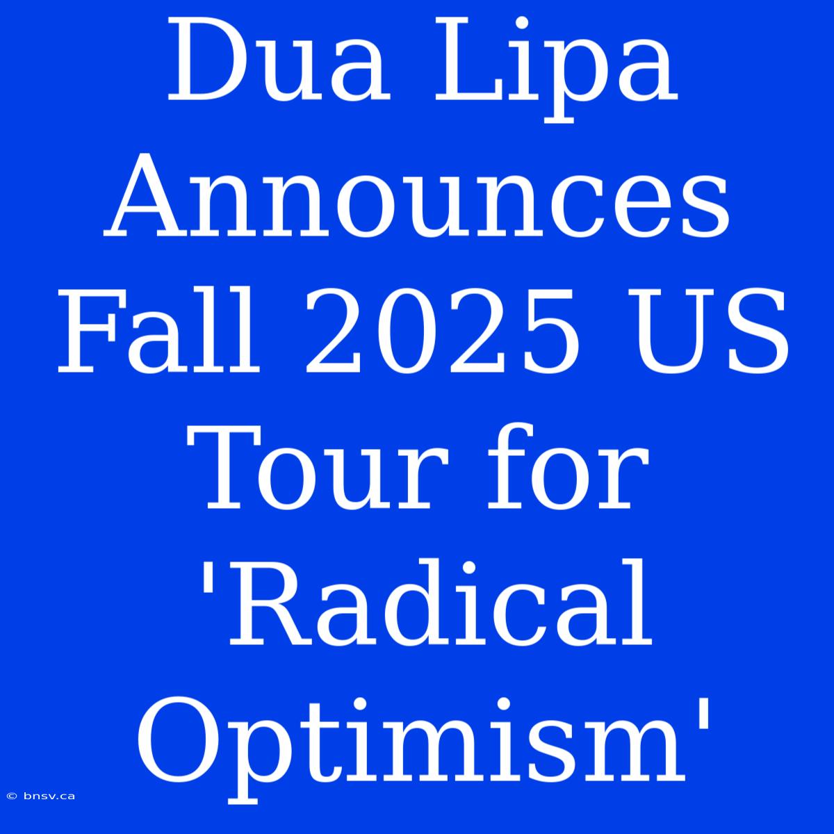 Dua Lipa Announces Fall 2025 US Tour For 'Radical Optimism'