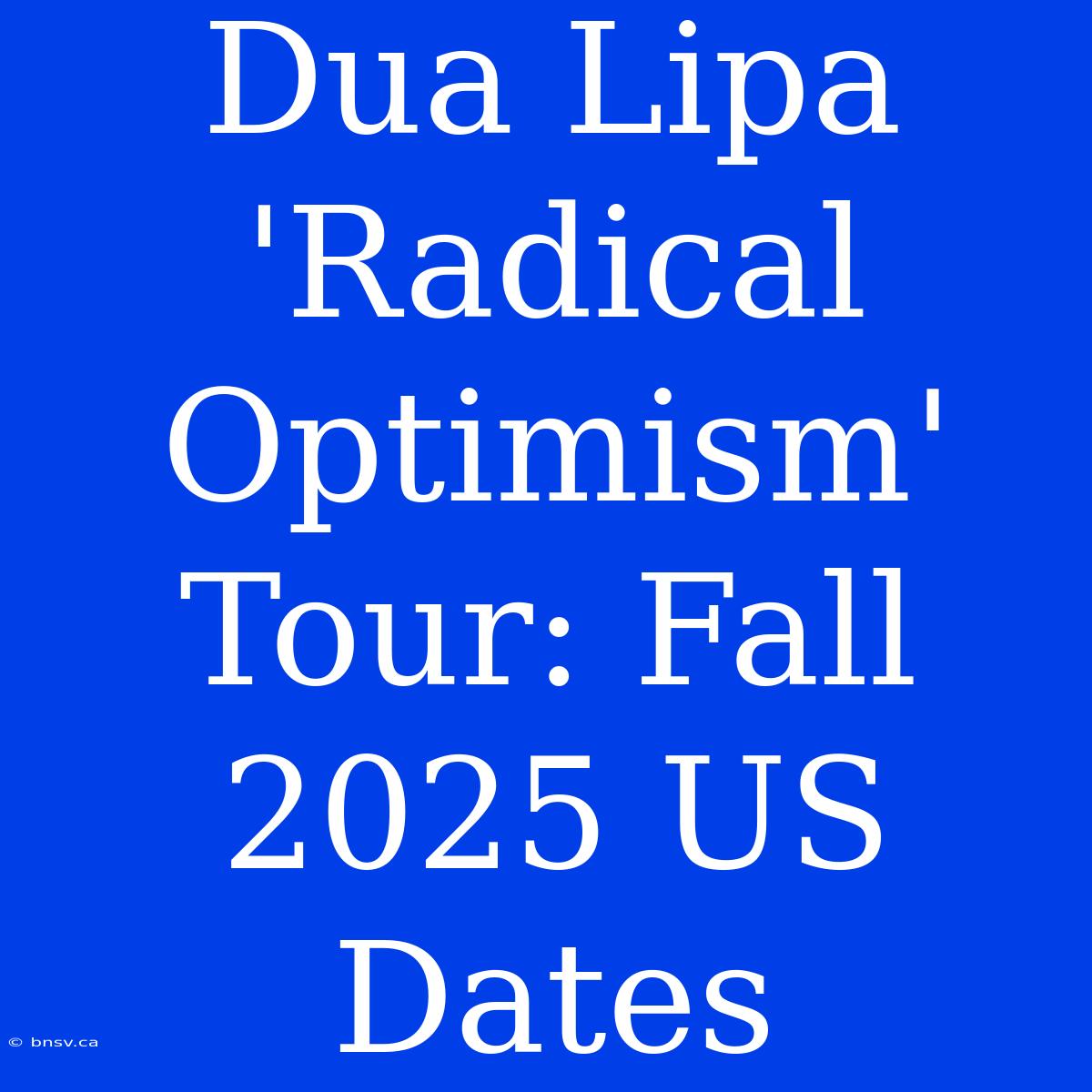 Dua Lipa 'Radical Optimism' Tour: Fall 2025 US Dates