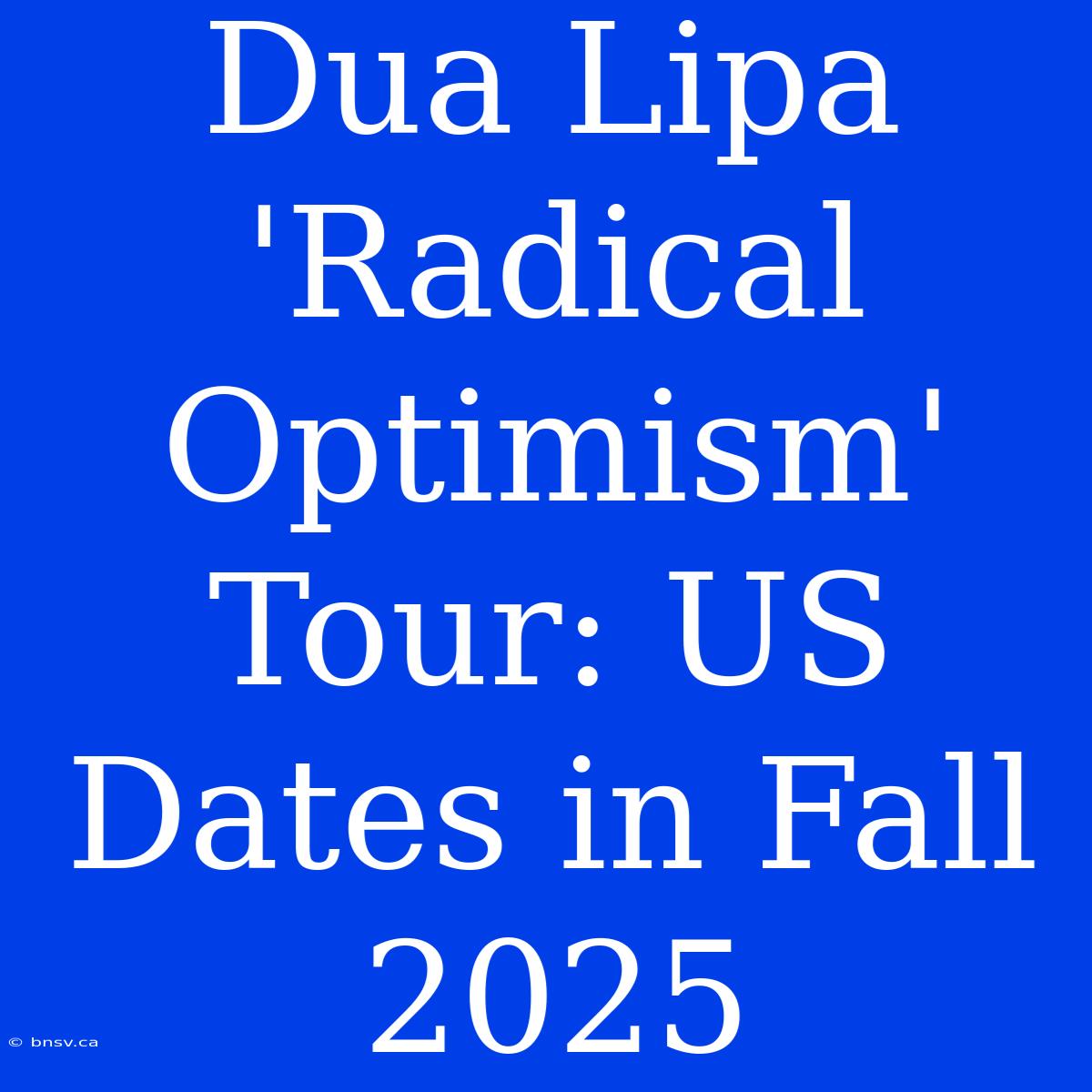 Dua Lipa 'Radical Optimism' Tour: US Dates In Fall 2025