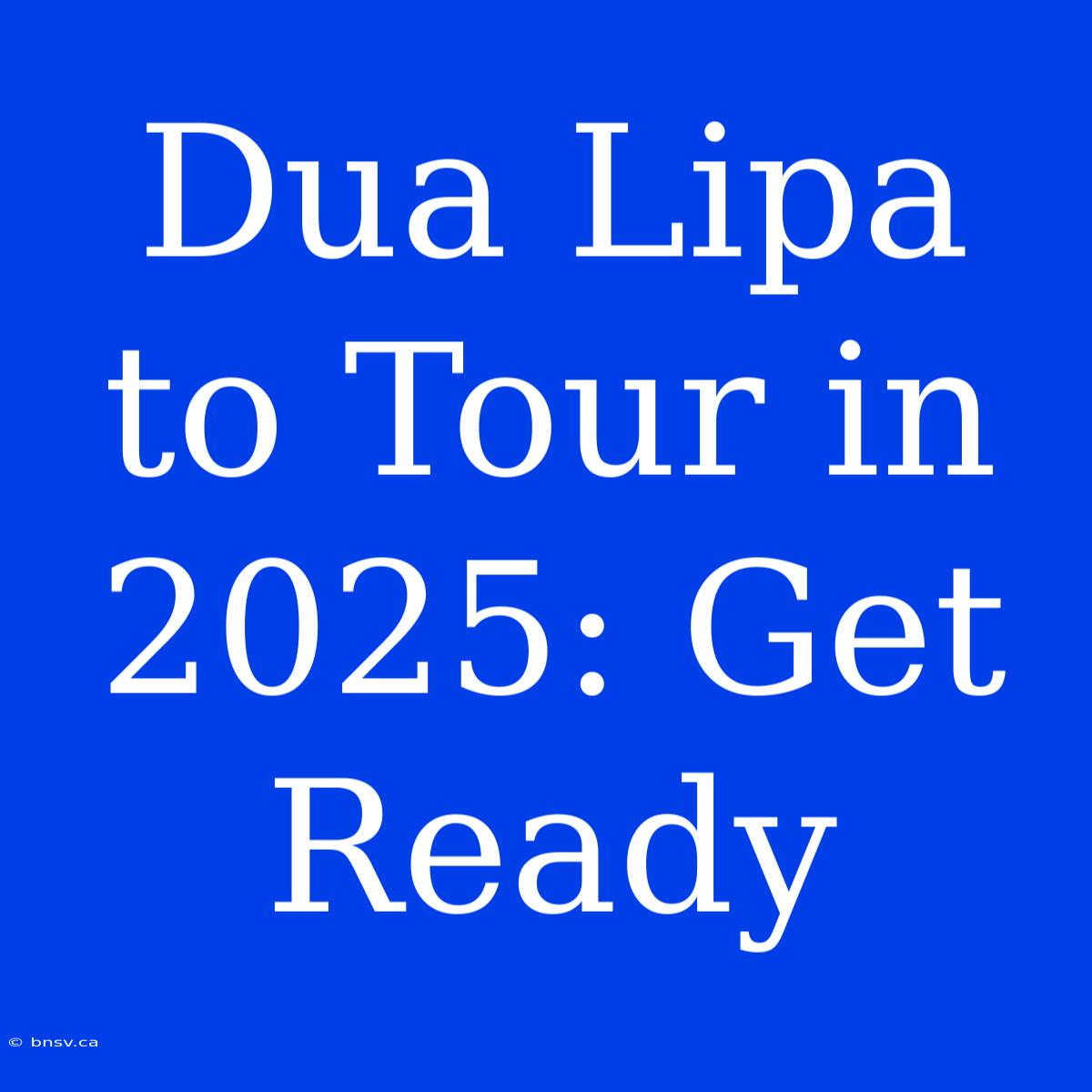 Dua Lipa To Tour In 2025: Get Ready