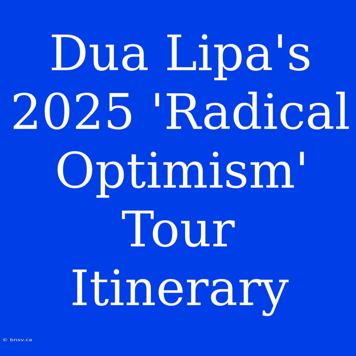 Dua Lipa's 2025 'Radical Optimism' Tour Itinerary