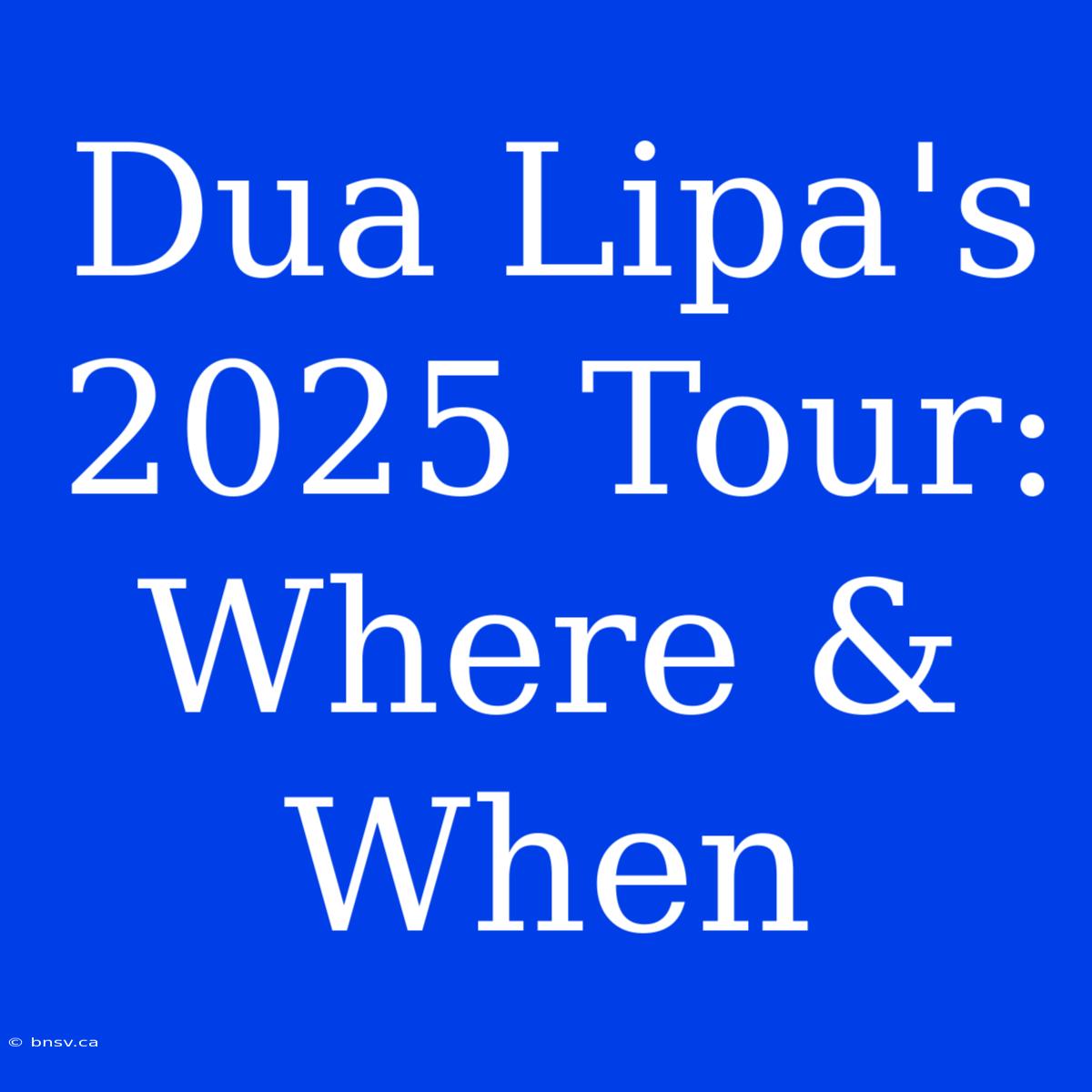 Dua Lipa's 2025 Tour: Where & When