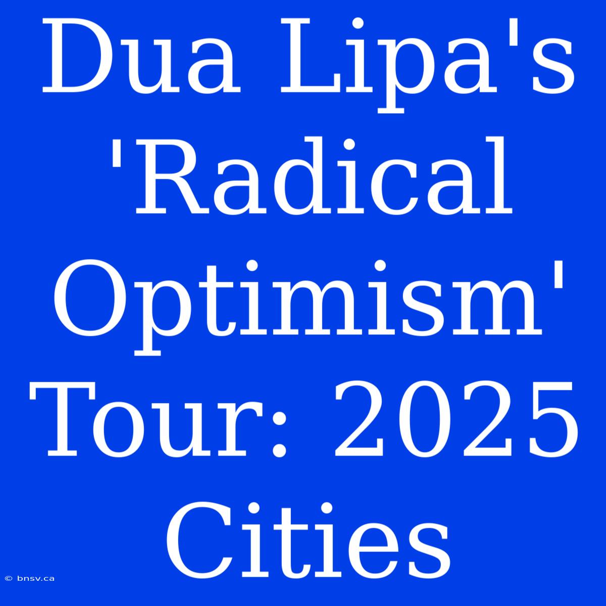 Dua Lipa's 'Radical Optimism' Tour: 2025 Cities