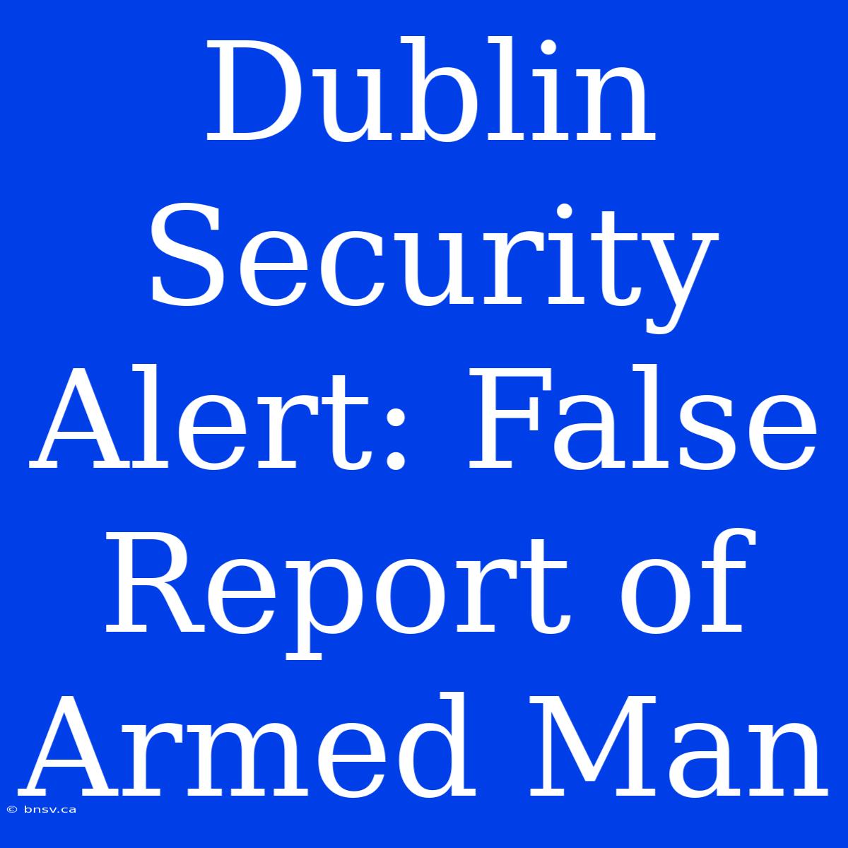 Dublin Security Alert: False Report Of Armed Man