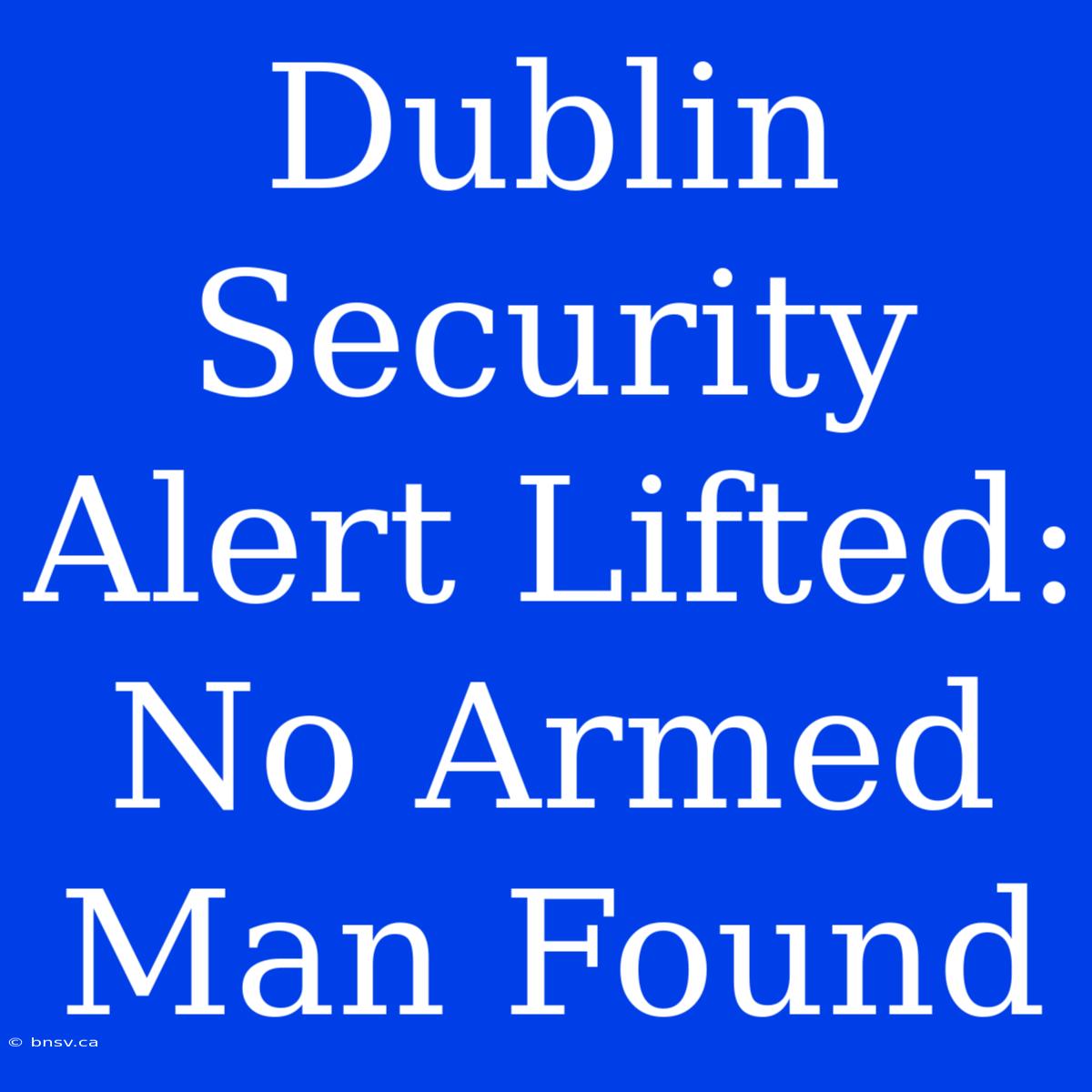 Dublin Security Alert Lifted: No Armed Man Found