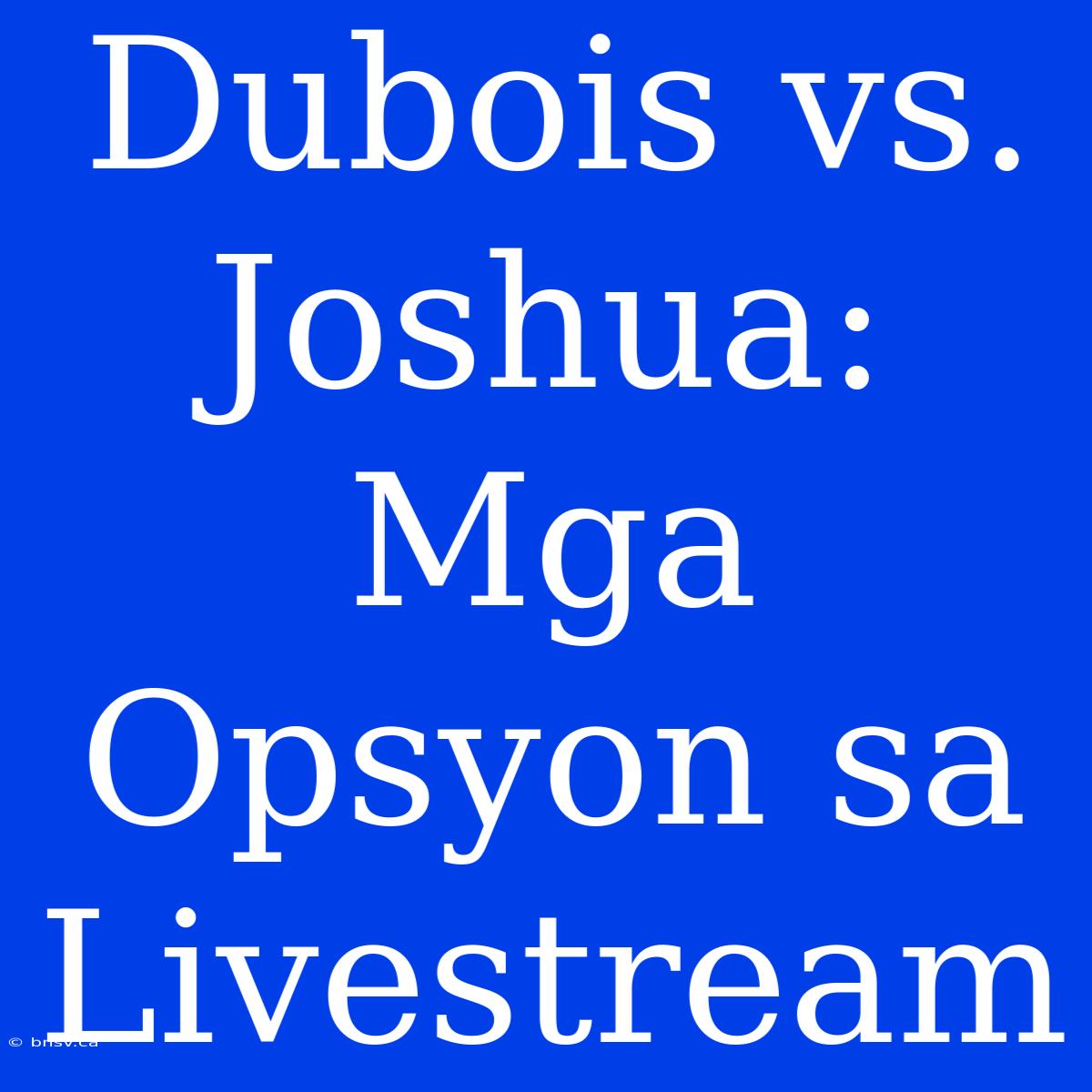 Dubois Vs. Joshua: Mga Opsyon Sa Livestream