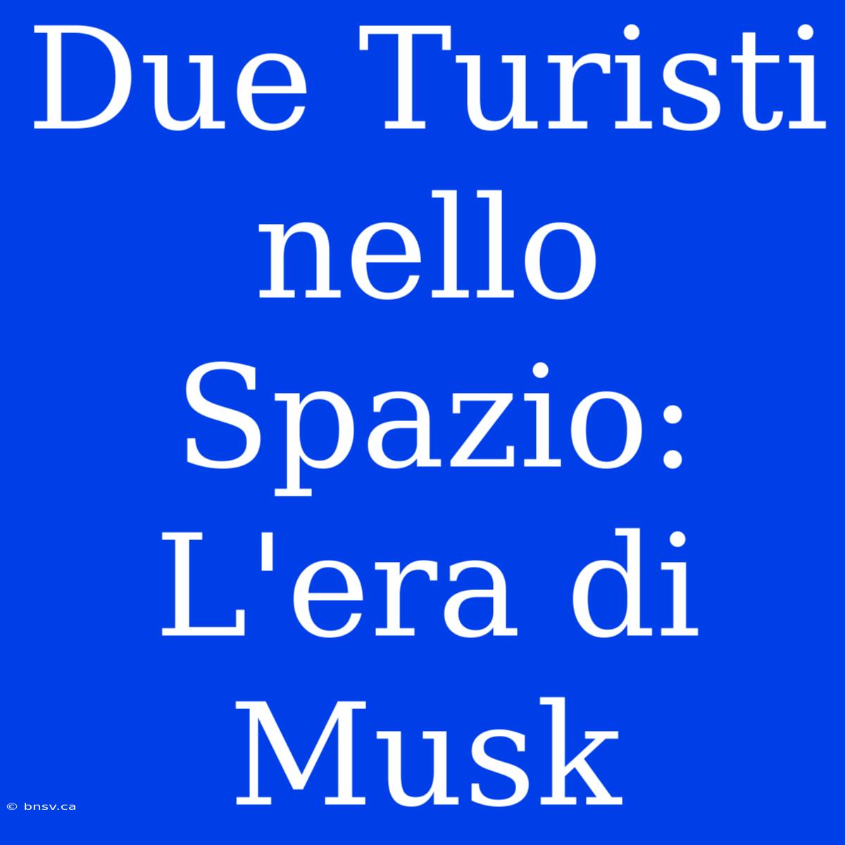 Due Turisti Nello Spazio: L'era Di Musk