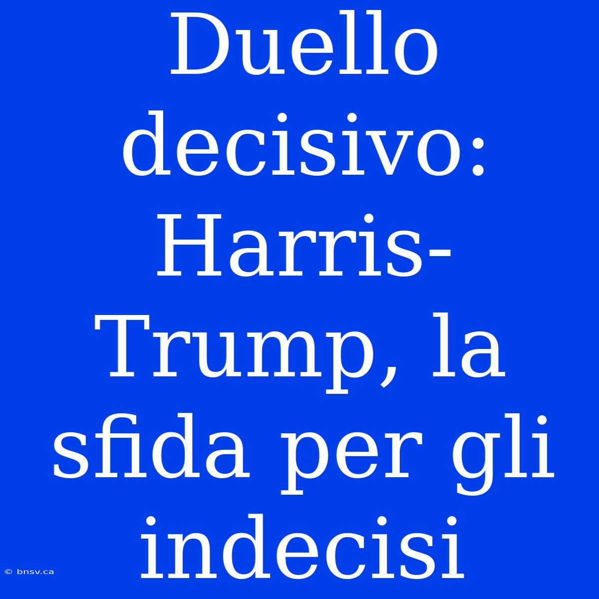 Duello Decisivo: Harris-Trump, La Sfida Per Gli Indecisi