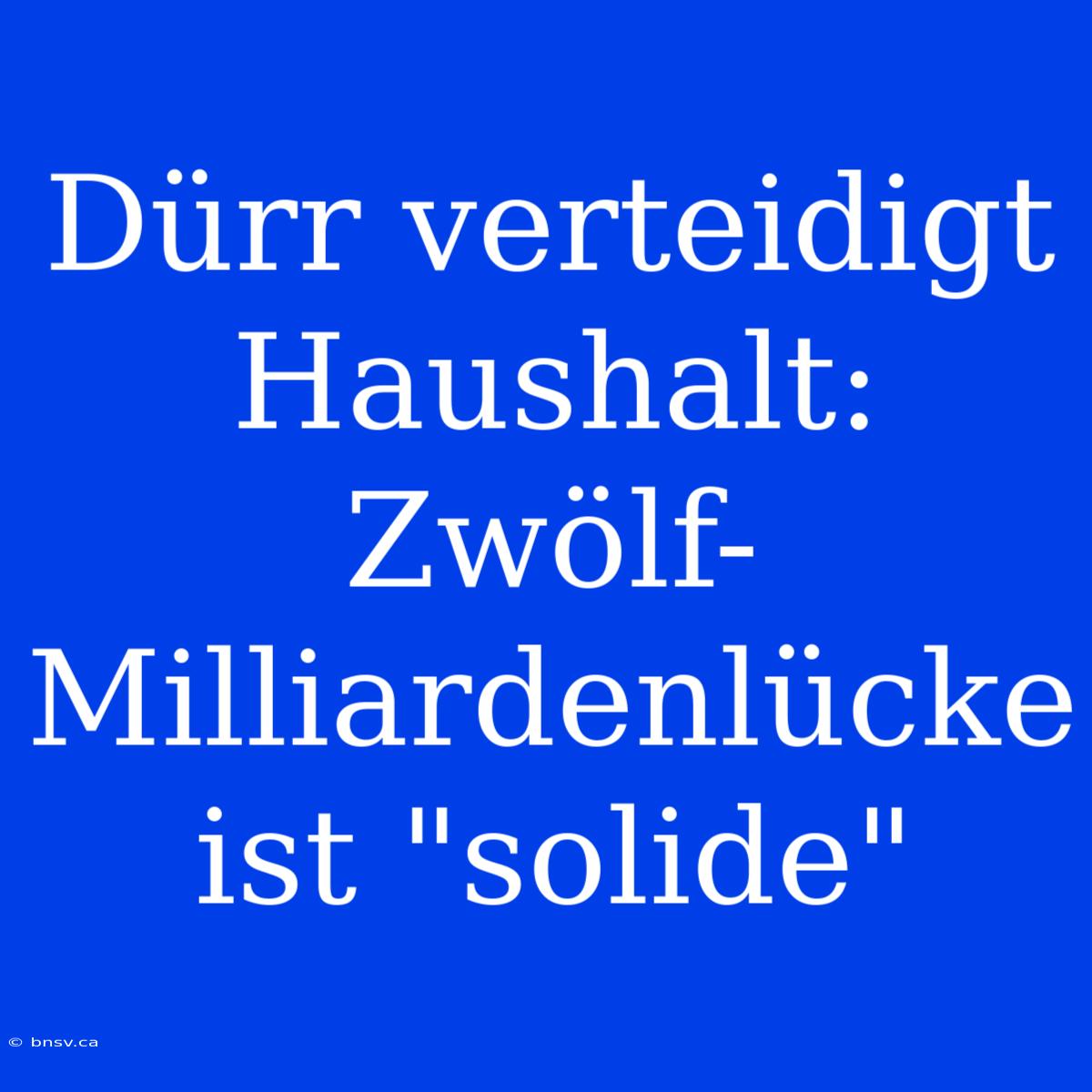 Dürr Verteidigt Haushalt: Zwölf-Milliardenlücke Ist 