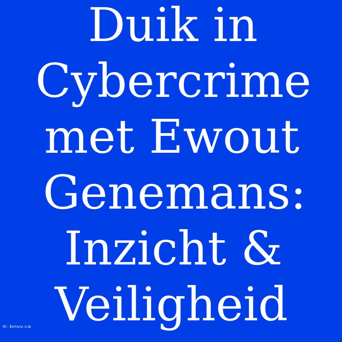 Duik In Cybercrime Met Ewout Genemans: Inzicht & Veiligheid