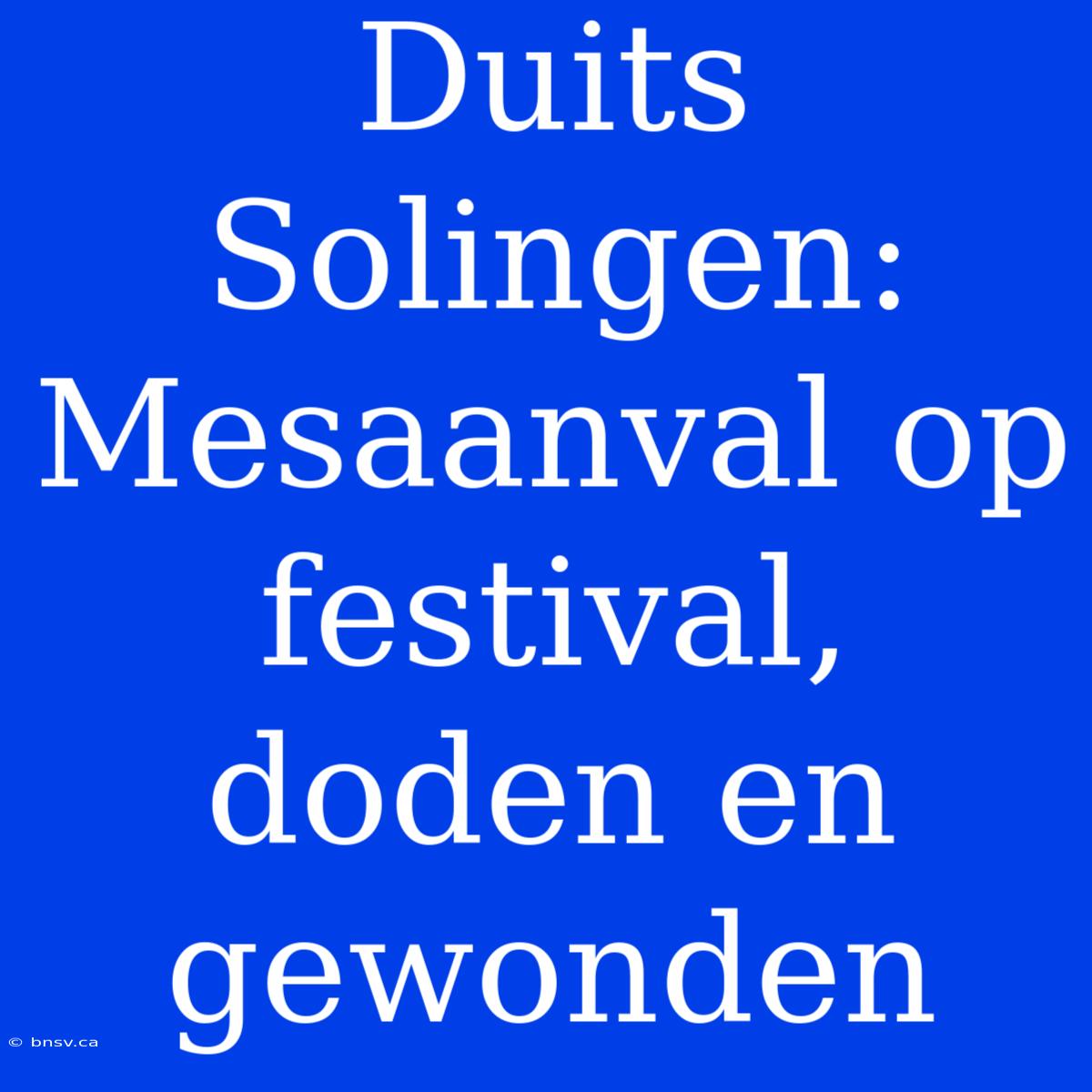 Duits Solingen: Mesaanval Op Festival, Doden En Gewonden