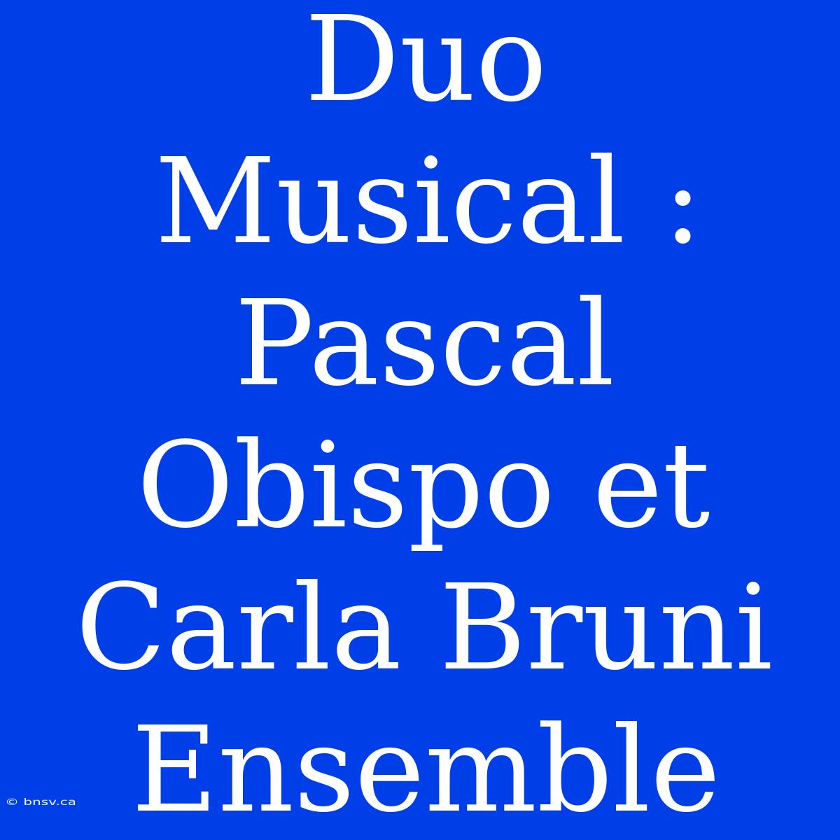 Duo Musical : Pascal Obispo Et Carla Bruni Ensemble