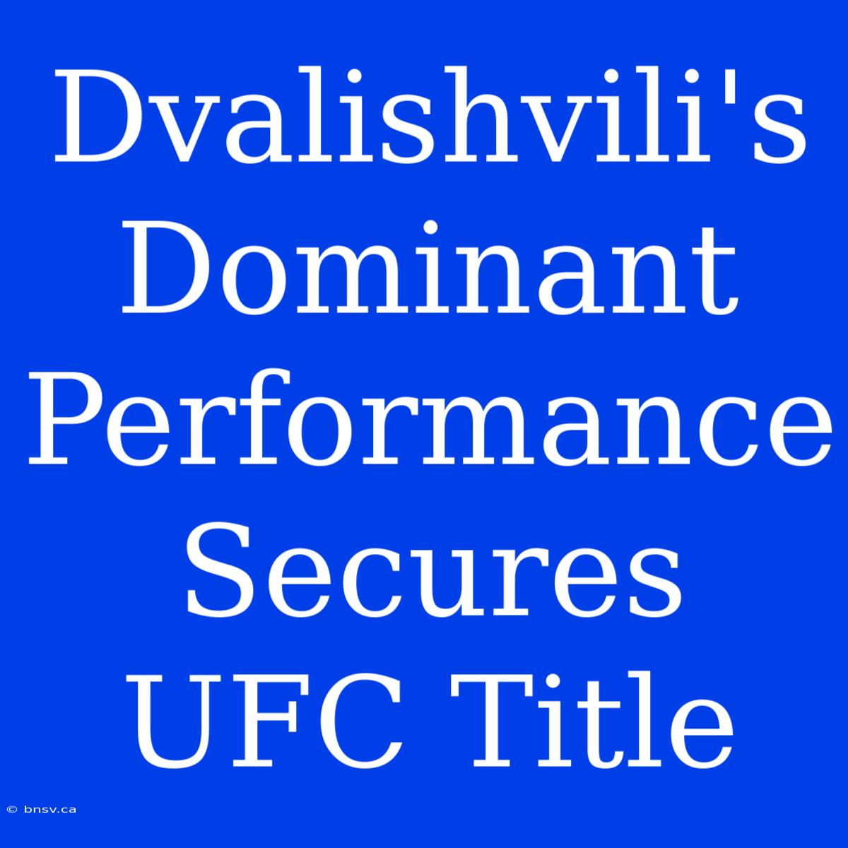 Dvalishvili's Dominant Performance Secures UFC Title