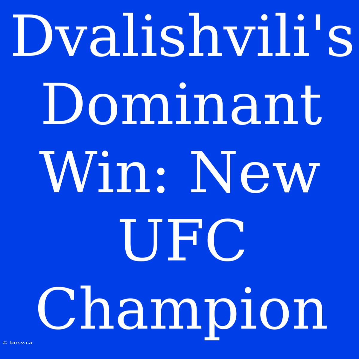 Dvalishvili's Dominant Win: New UFC Champion