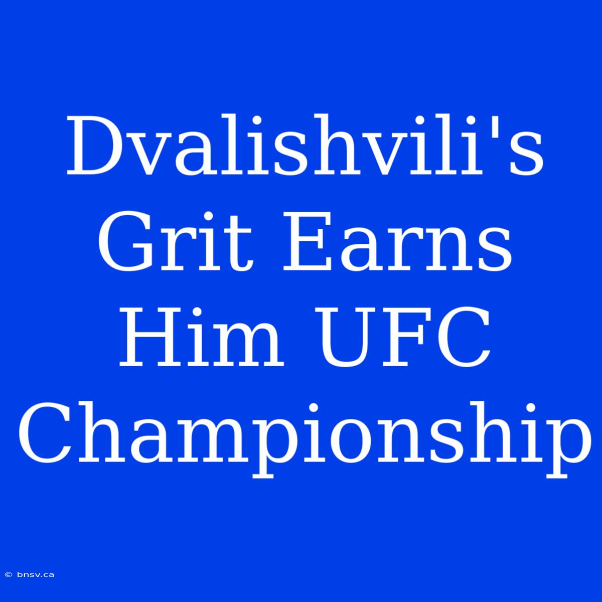 Dvalishvili's Grit Earns Him UFC Championship