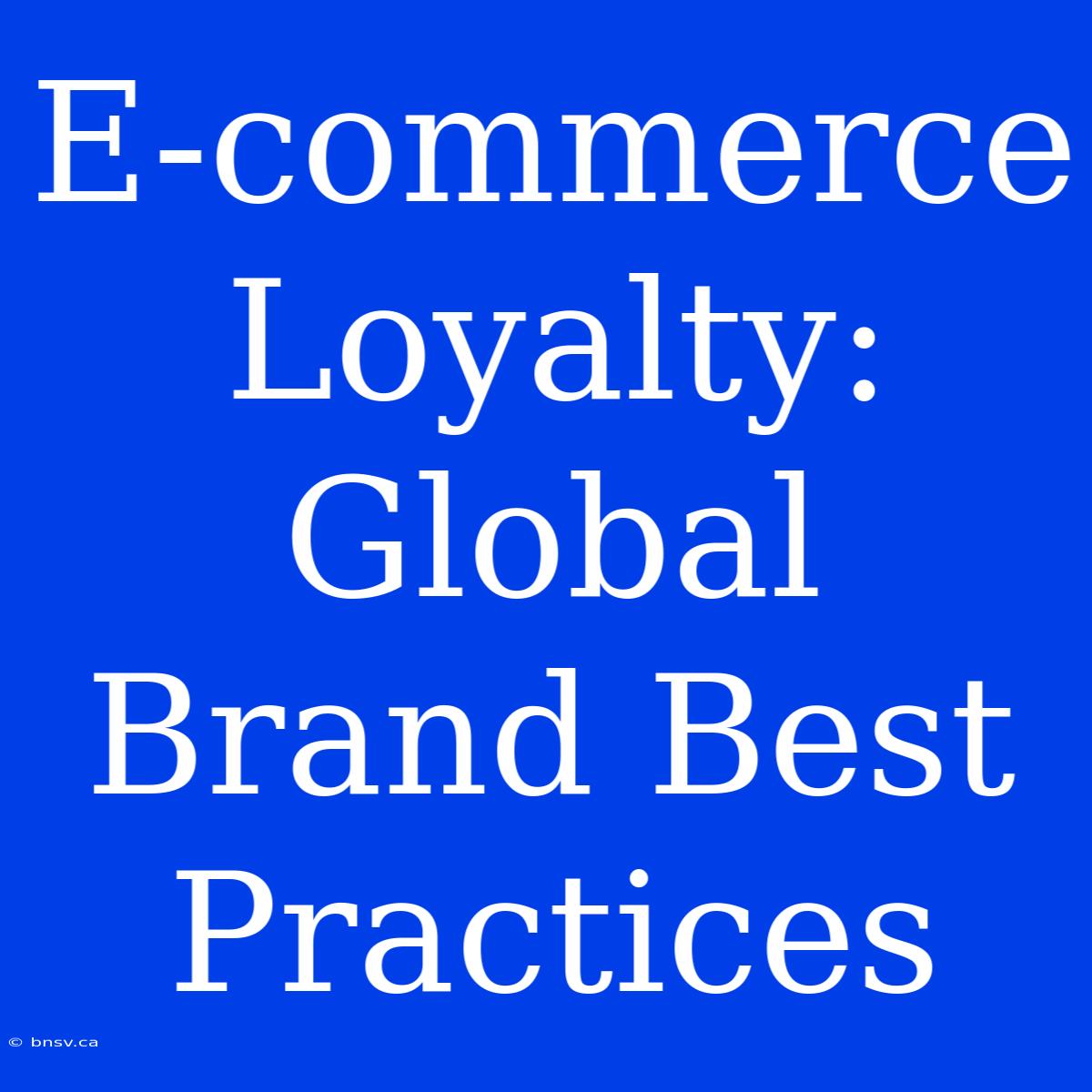 E-commerce Loyalty:  Global Brand Best Practices