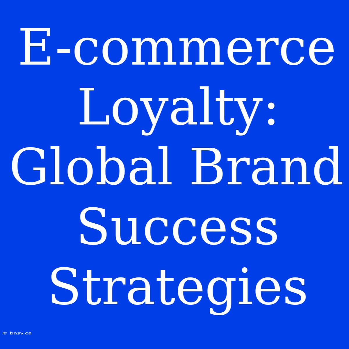 E-commerce Loyalty: Global Brand Success Strategies