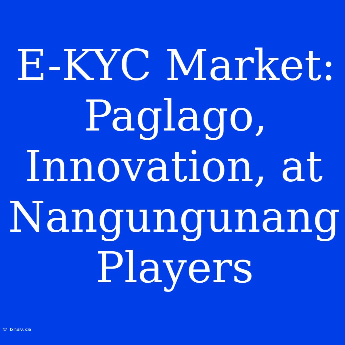 E-KYC Market: Paglago, Innovation, At Nangungunang Players