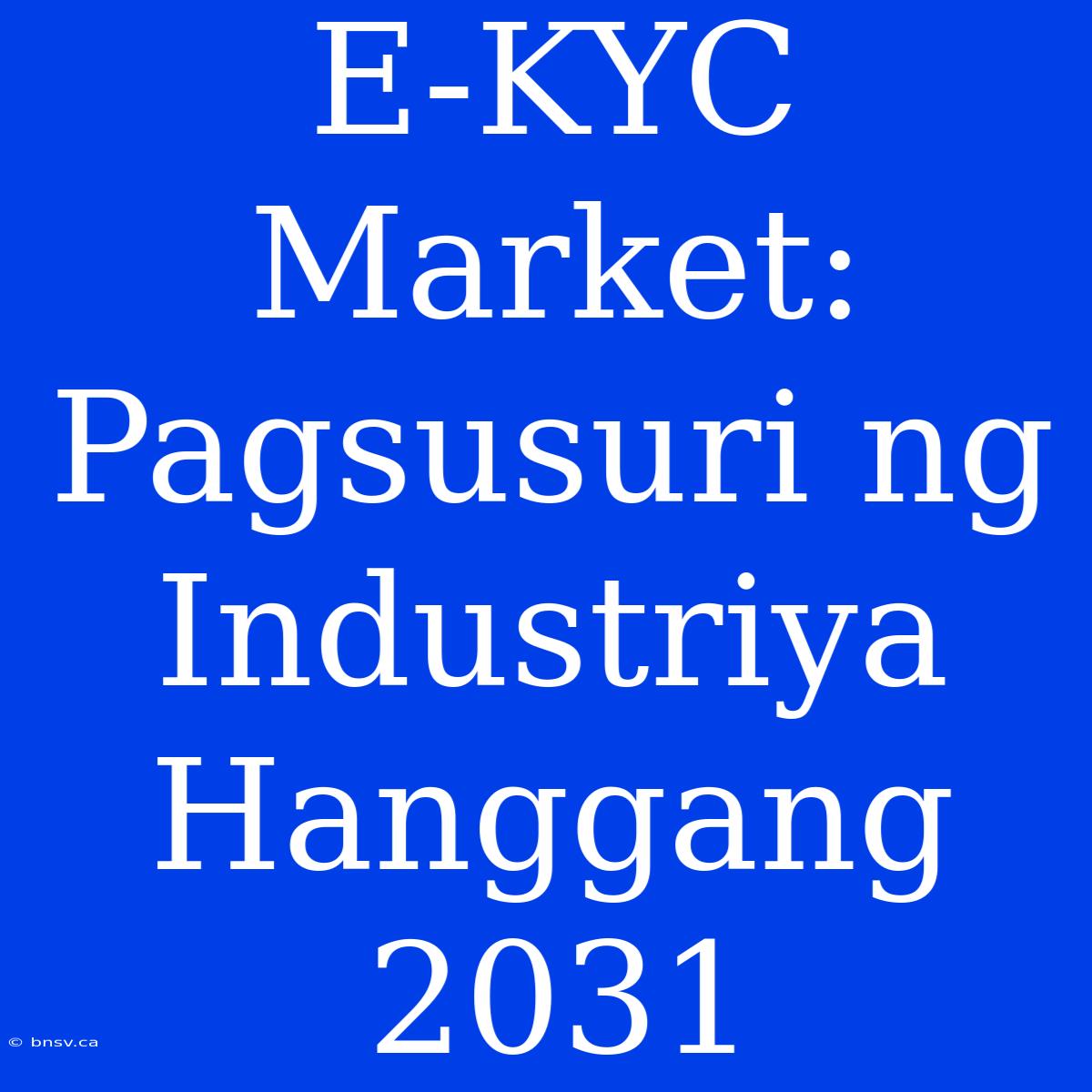 E-KYC Market: Pagsusuri Ng Industriya Hanggang 2031