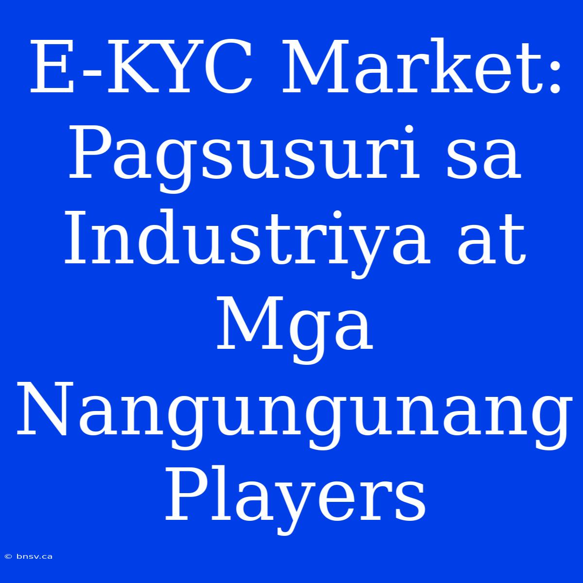 E-KYC Market: Pagsusuri Sa Industriya At Mga Nangungunang Players