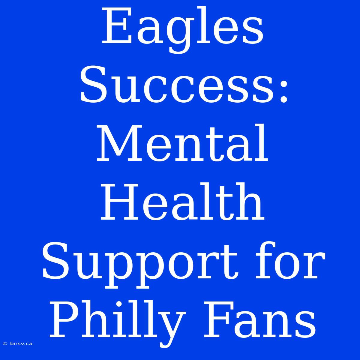 Eagles Success: Mental Health Support For Philly Fans