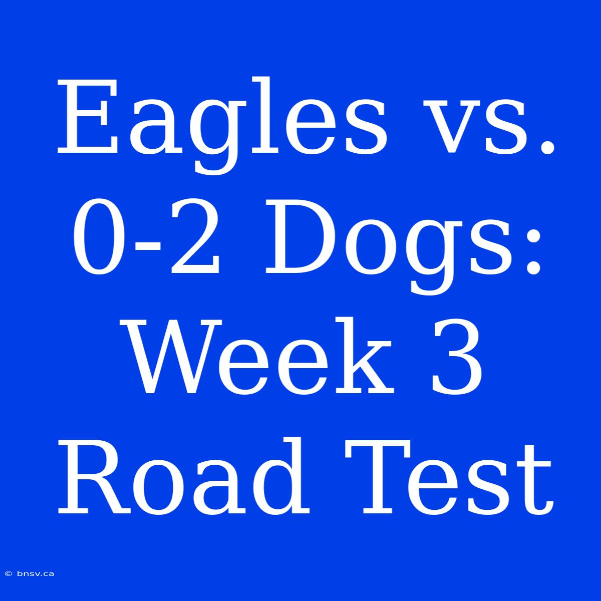 Eagles Vs. 0-2 Dogs: Week 3 Road Test