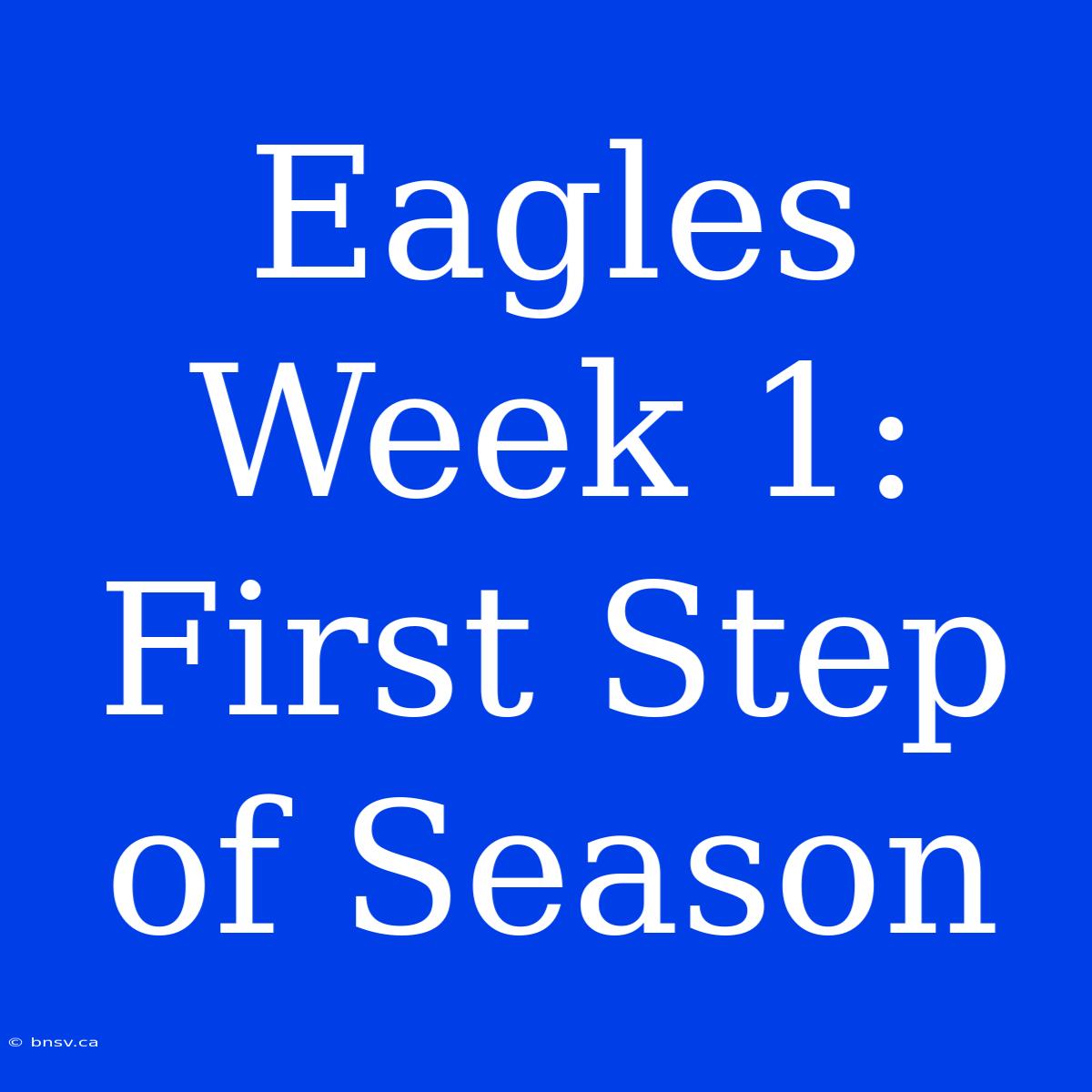 Eagles Week 1: First Step Of Season