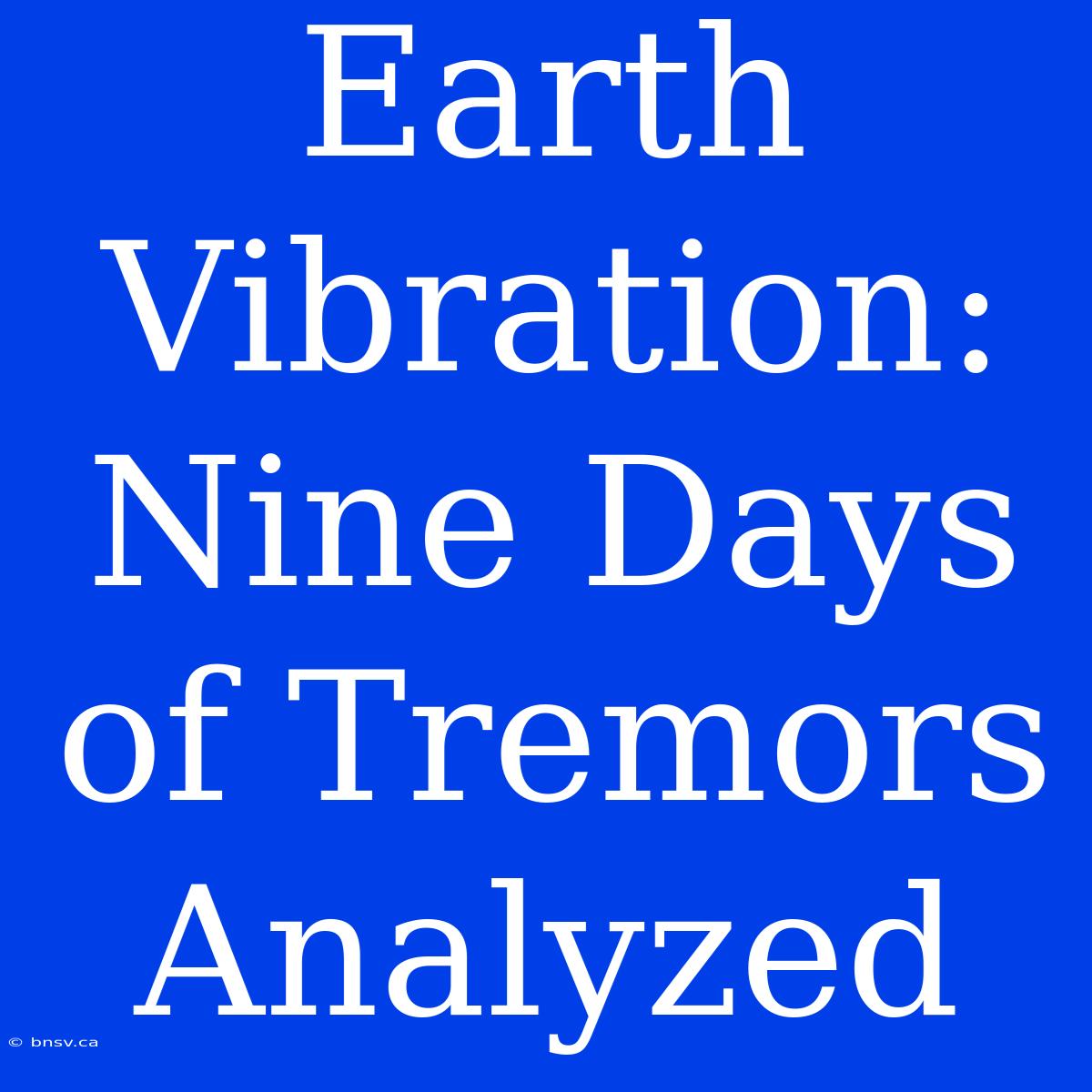 Earth Vibration: Nine Days Of Tremors Analyzed