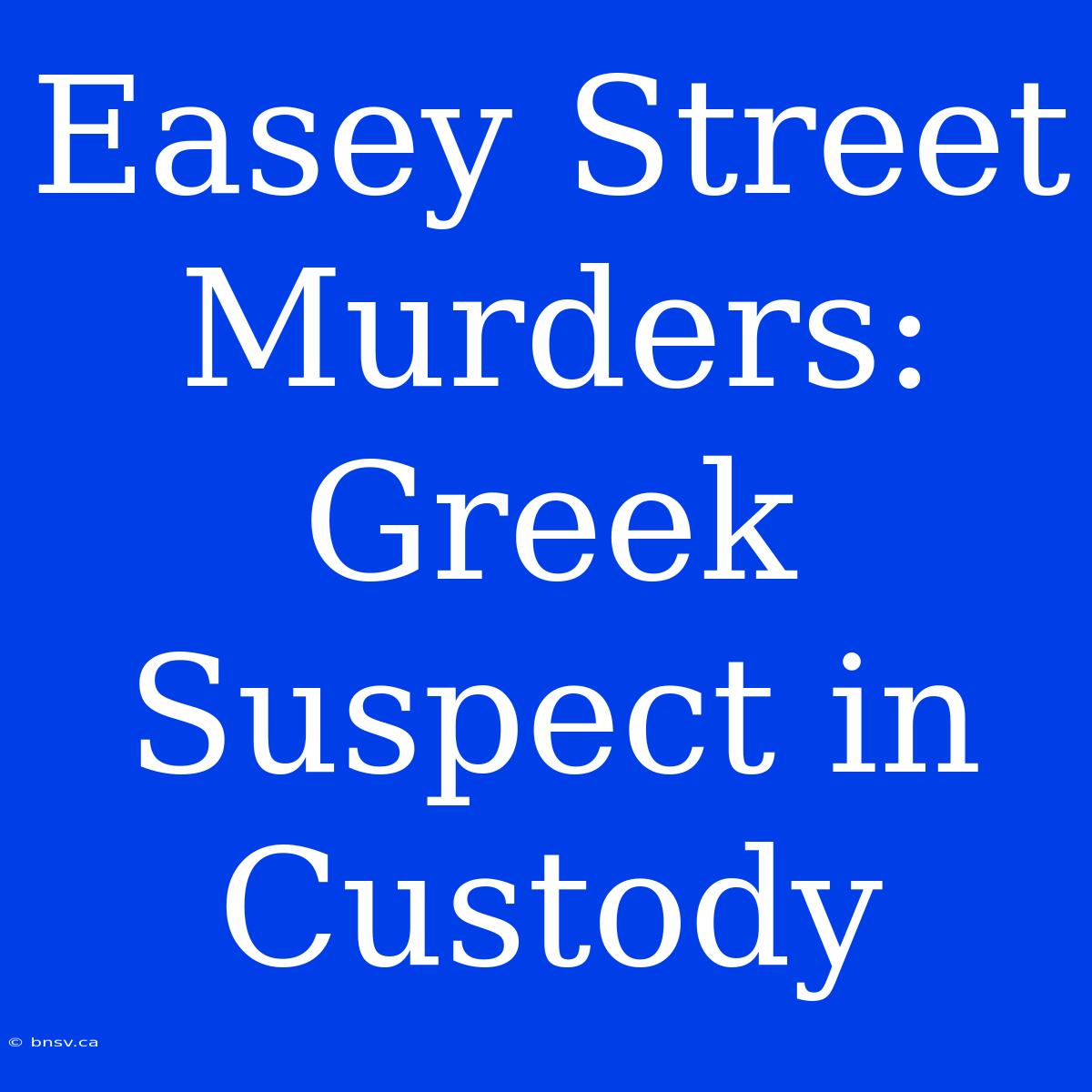 Easey Street Murders: Greek Suspect In Custody