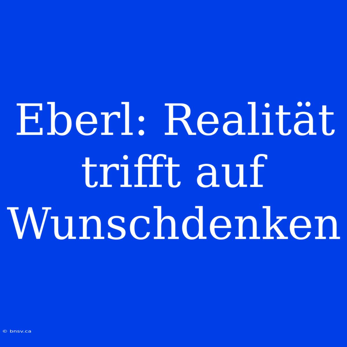 Eberl: Realität Trifft Auf Wunschdenken