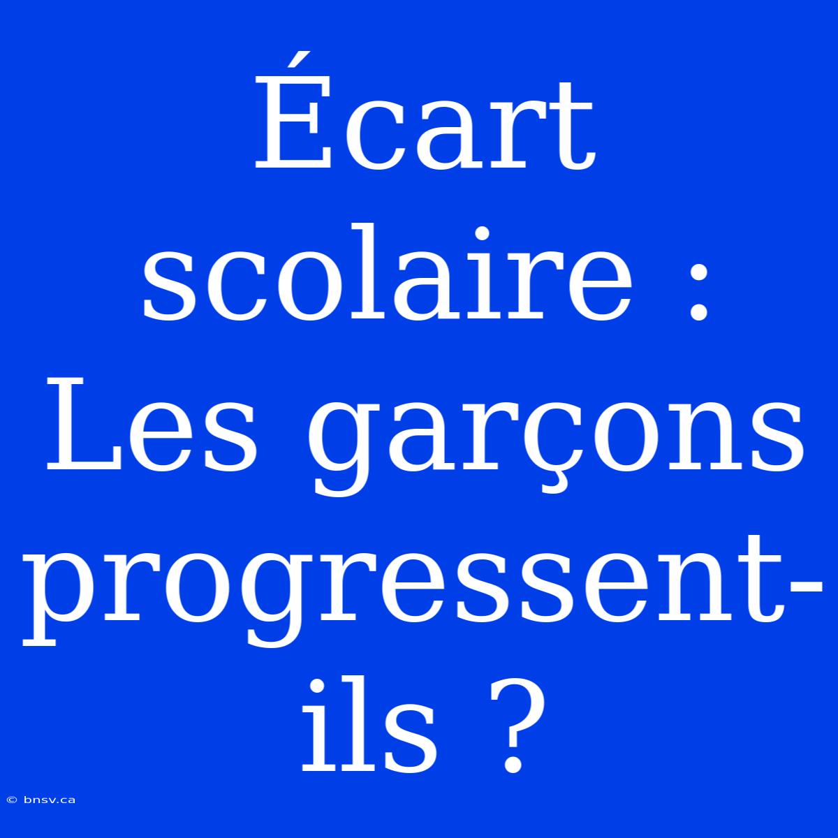 Écart Scolaire : Les Garçons Progressent-ils ?