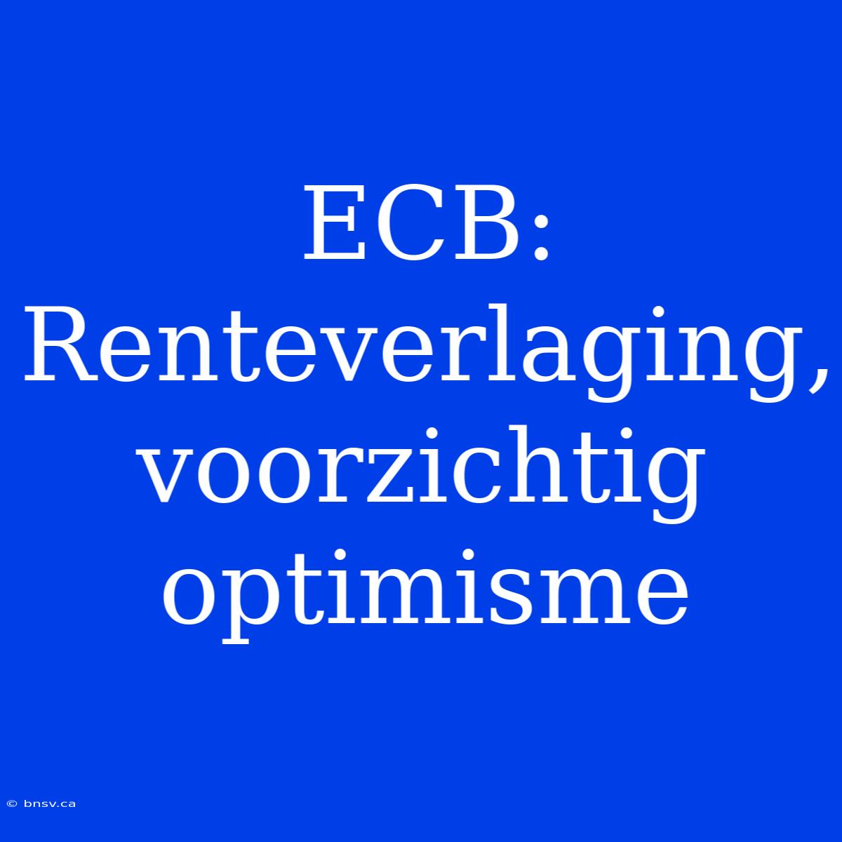 ECB: Renteverlaging, Voorzichtig Optimisme