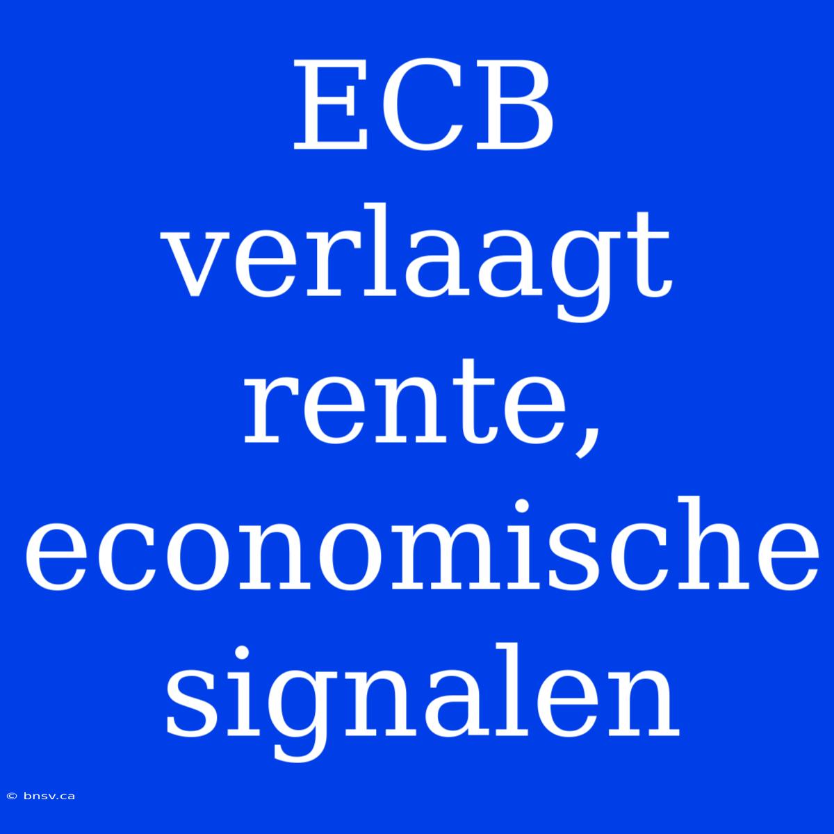 ECB Verlaagt Rente, Economische Signalen