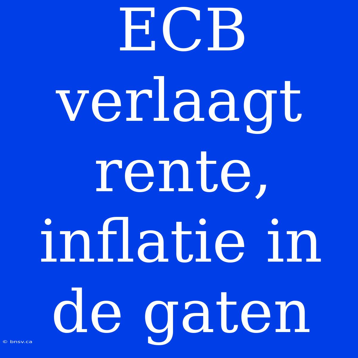 ECB Verlaagt Rente, Inflatie In De Gaten